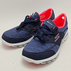 Skechers Go Golf Womens 9 Navy Blue Pink Spikeless Golf Shoes 13637 NVPK